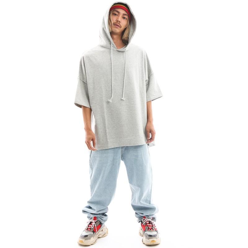 ビッグシルエット 半袖 パーカー ドロップショルダー プルパーカー 韓国ファッション | improves | 12