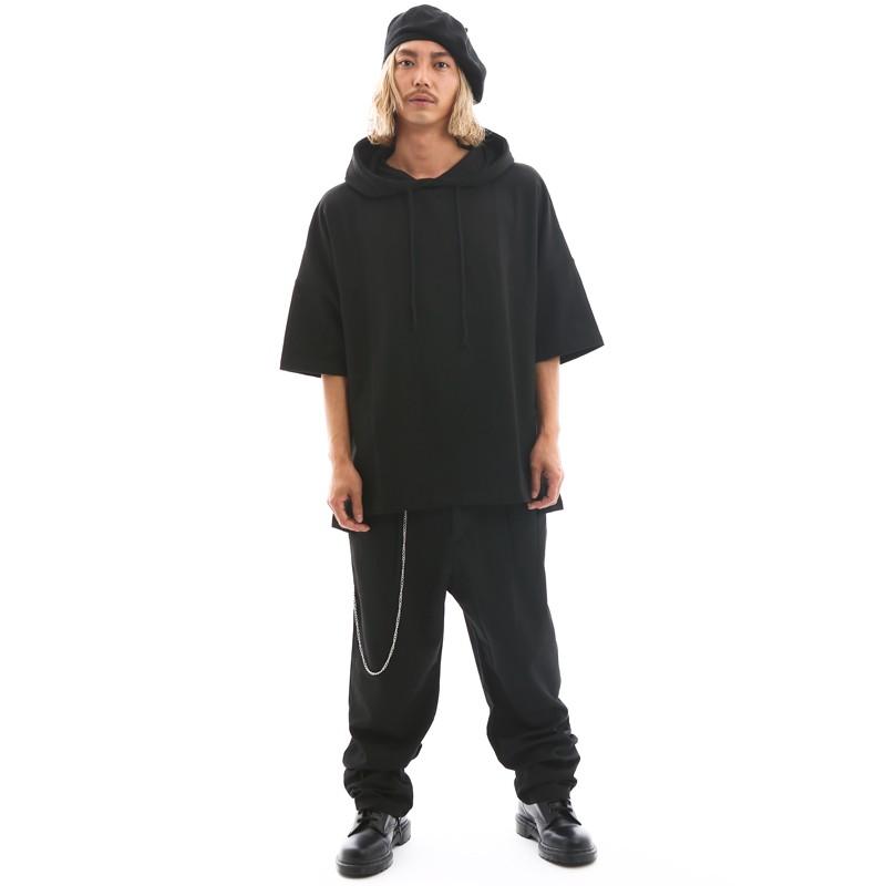 ビッグシルエット 半袖 パーカー ドロップショルダー プルパーカー 韓国ファッション | improves | 13