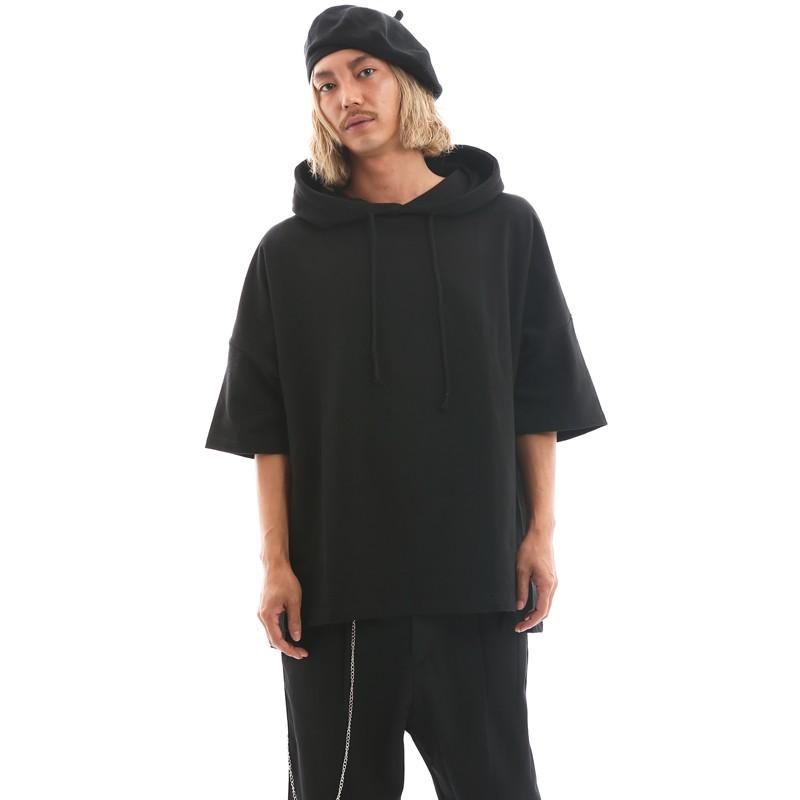 ビッグシルエット 半袖 パーカー ドロップショルダー プルパーカー 韓国ファッション | improves | 04