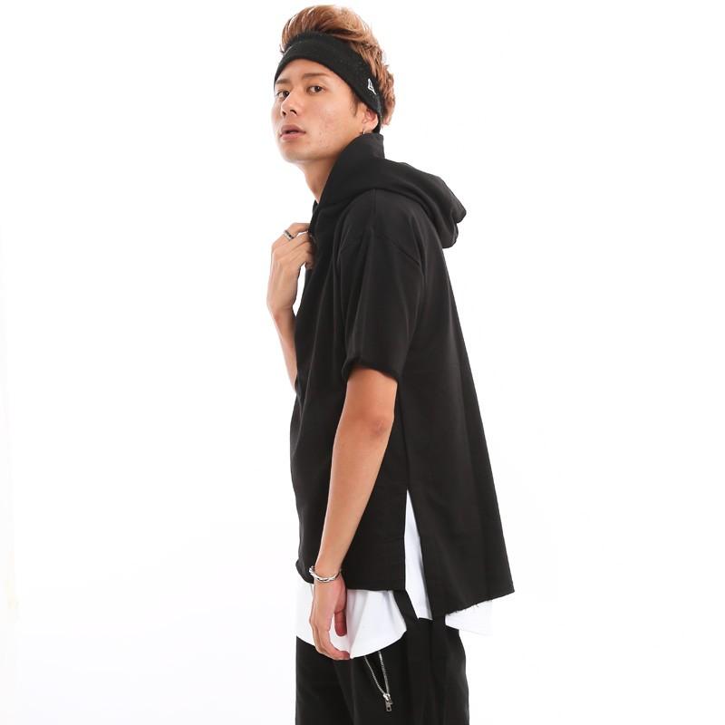 半袖 ジップ パーカー ビッグシルエット ドロップショルダー 韓国ファッション | improves | 02