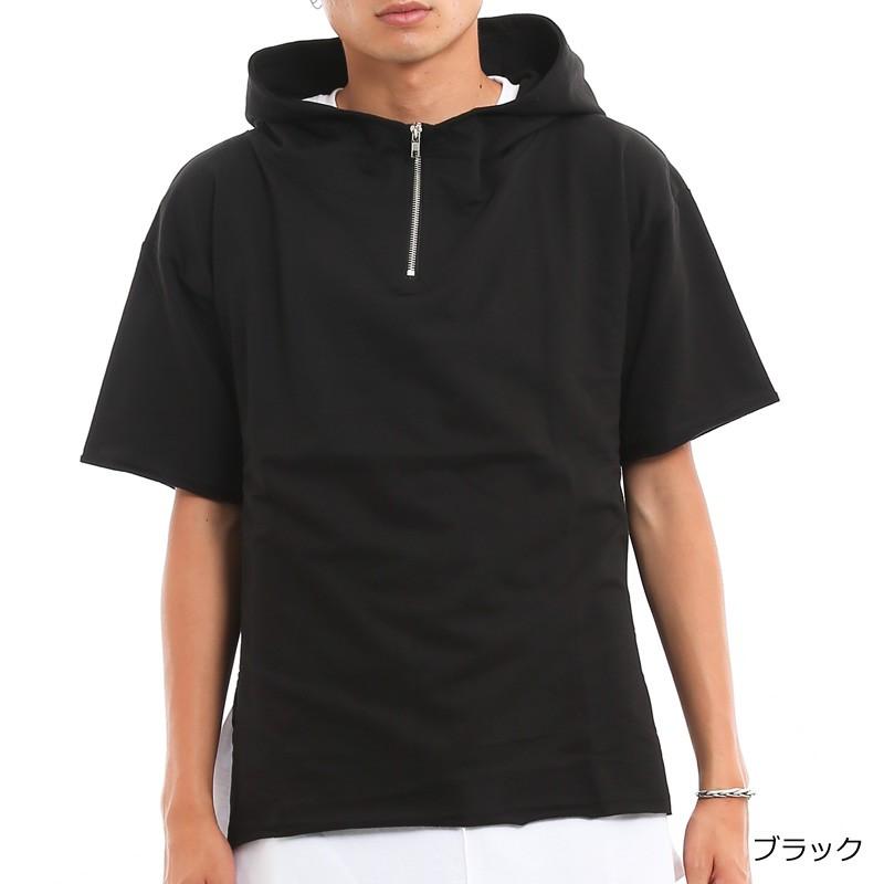 半袖 ジップ パーカー ビッグシルエット ドロップショルダー 韓国ファッション | improves | 03