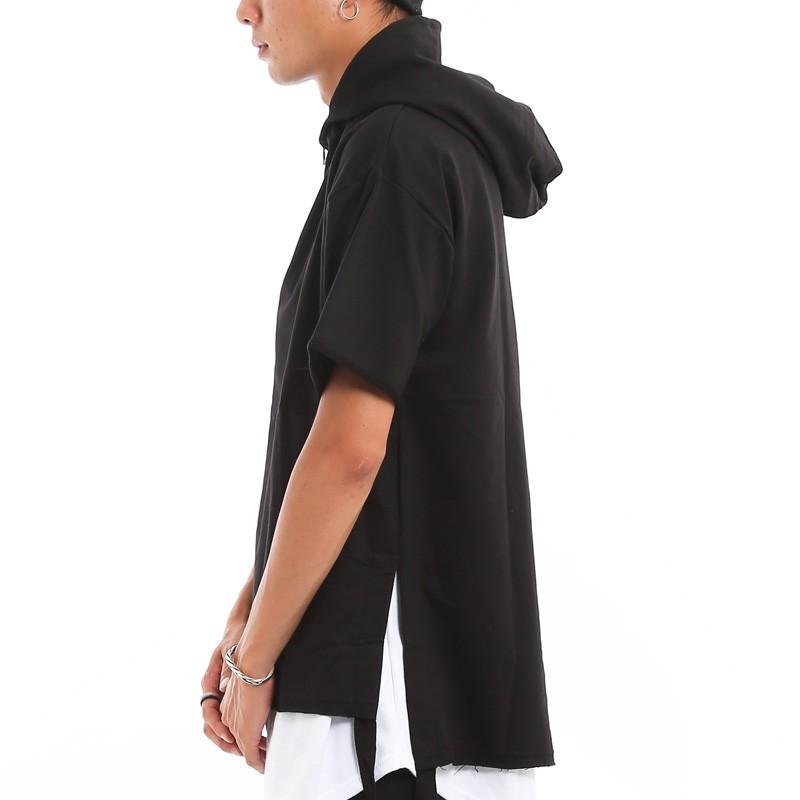 半袖 ジップ パーカー ビッグシルエット ドロップショルダー 韓国ファッション | improves | 04