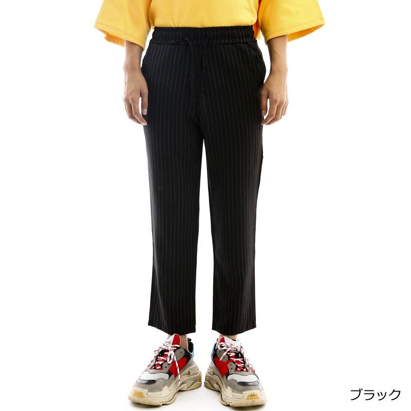 スラックス メンズ ウエストゴム ストライプ 柄 アンクル丈 アンクルパンツ ストリート 韓国ファッション | improves | 03