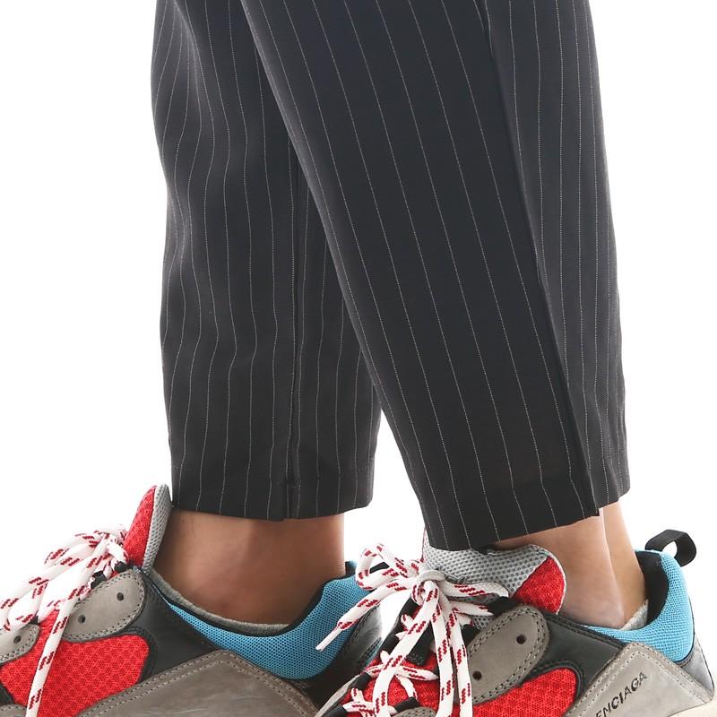 スラックス メンズ ウエストゴム ストライプ 柄 アンクル丈 アンクルパンツ ストリート 韓国ファッション | improves | 09