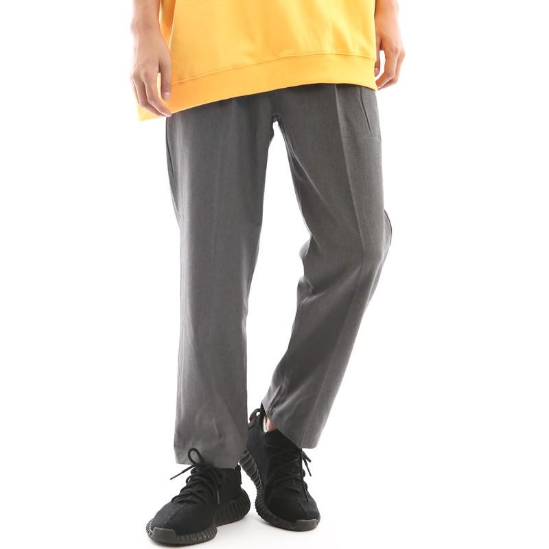 スラックス メンズ ウエストゴム ワイド アンクル丈 アンクルパンツ 韓国ファッション | improves | 01