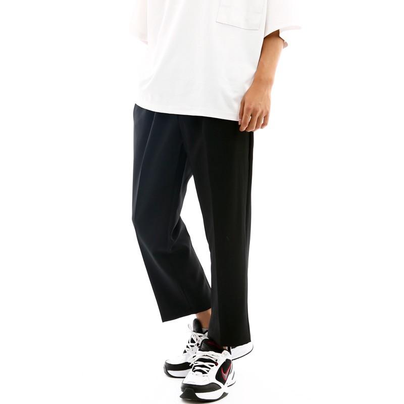 スラックス メンズ ウエストゴム ワイド アンクル丈 アンクルパンツ 韓国ファッション | improves | 04