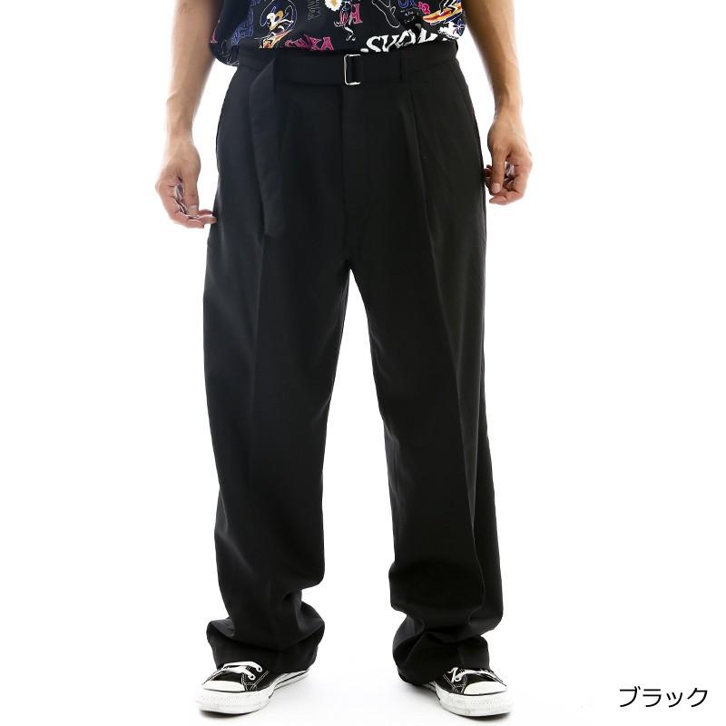 ベルトパンツ メンズ ベルト付き ワイドパンツ センタープレス 大きい ゆったり ストリート 韓国ファッション | improves | 03