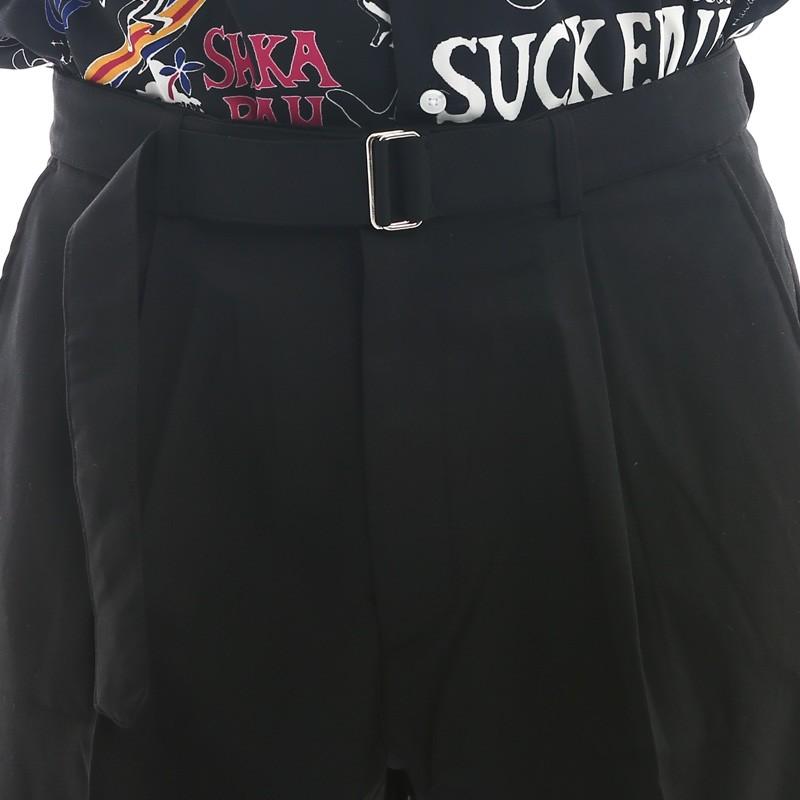 ベルトパンツ メンズ ベルト付き ワイドパンツ センタープレス 大きい ゆったり ストリート 韓国ファッション | improves | 06