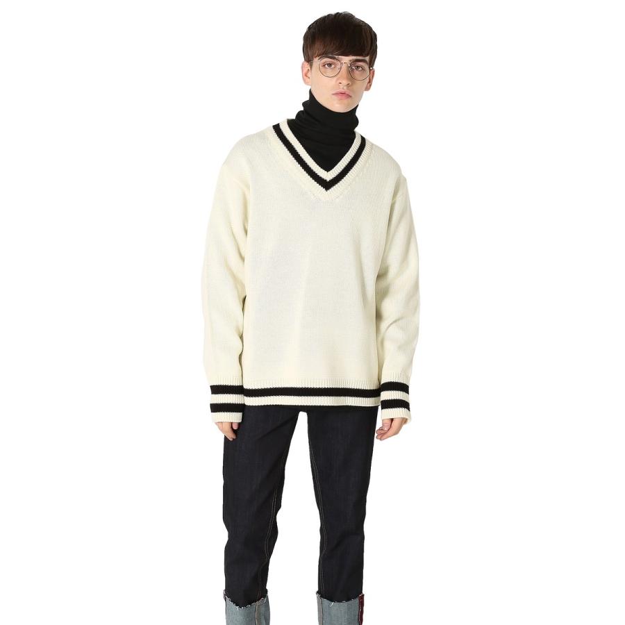 ニット Vネック セーター ライン 黒 白 ビッグサイズ ファッション メンズ 韓国ファッション 164 Improves インプローブス 通販 Yahoo ショッピング