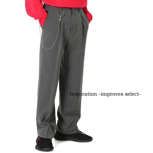 ウォレットチェーンパンツ スラックス ボトムス 黒 メンズファッション メンズ 韓国ファッション | improves