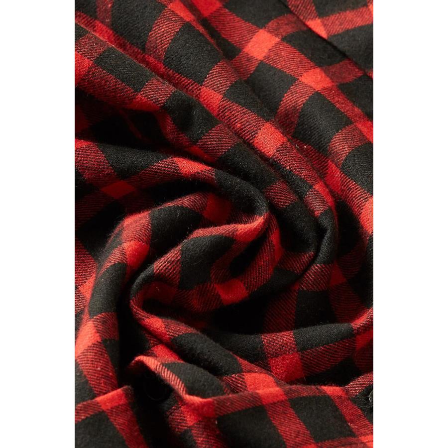 チェックコート ロング丈 長袖 チェックシャツ ビッグサイズ 赤 青 メンズ 韓国ファッション | improves | 12