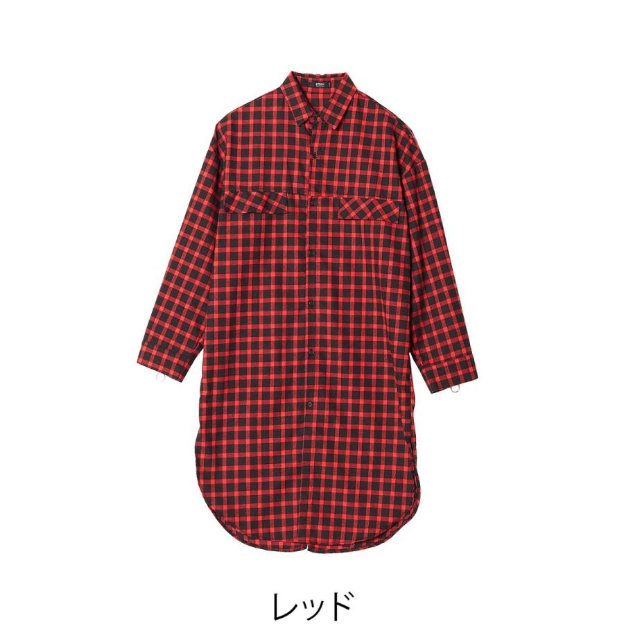 チェックコート ロング丈 長袖 チェックシャツ ビッグサイズ 赤 青 メンズ 韓国ファッション | improves | 06