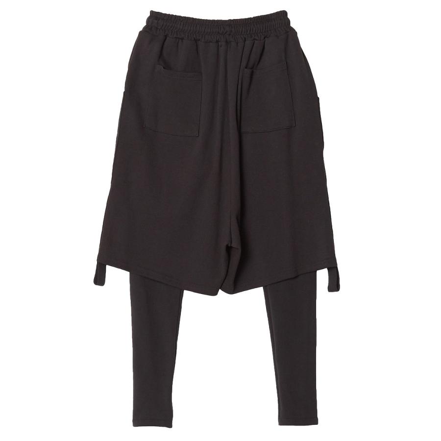 ハーフレイヤードパンツ スウェット レギンス 黒 メンズファッション スポーツ ボトムス メンズ 韓国ファッション | improves | 04