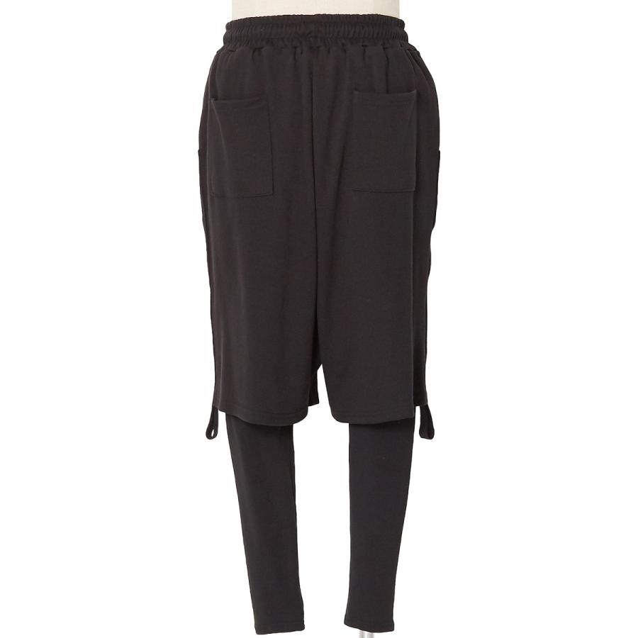 ハーフレイヤードパンツ スウェット レギンス 黒 メンズファッション スポーツ ボトムス メンズ 韓国ファッション | improves | 07