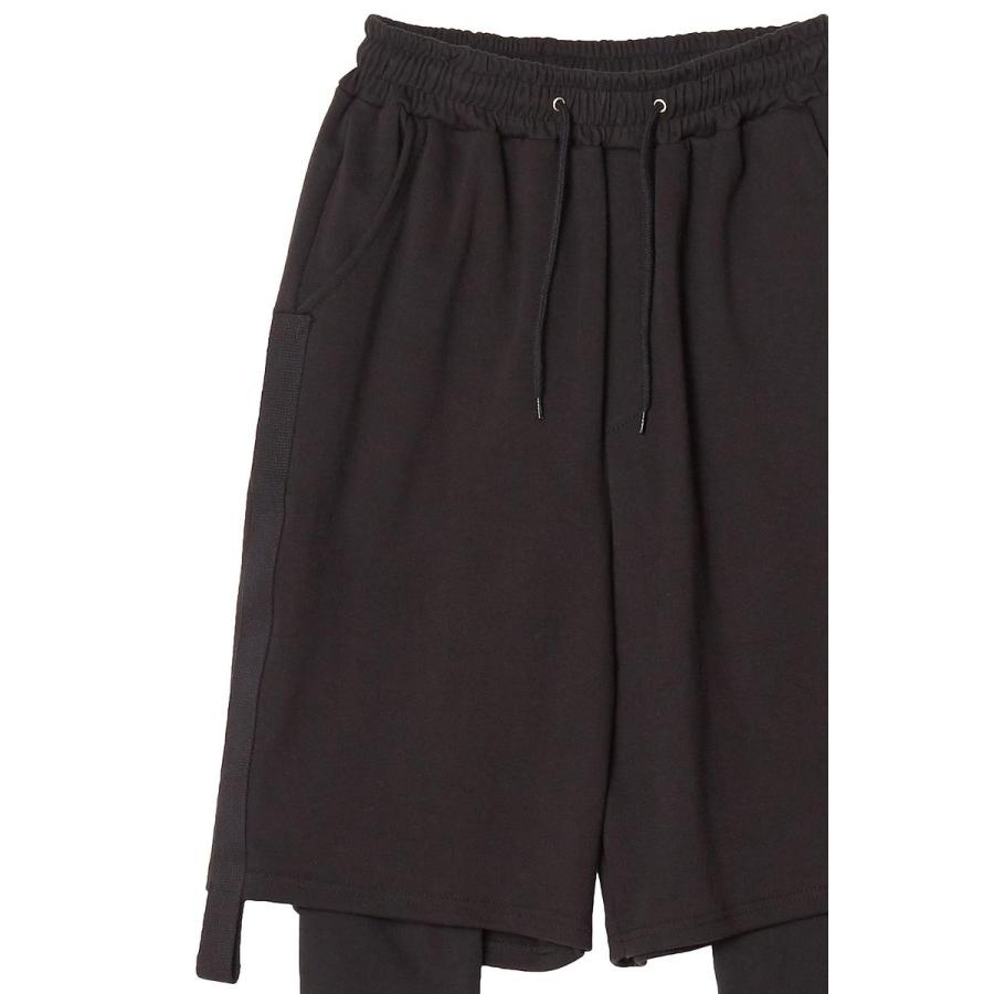 ハーフレイヤードパンツ スウェット レギンス 黒 メンズファッション スポーツ ボトムス メンズ 韓国ファッション | improves | 08