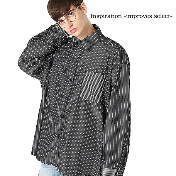 ストライプシャツ ロング丈 長袖 シャツ ビッグサイズ 黒 メンズファッション メンズ 韓国ファッション 5 Improves インプローブス 通販 Yahoo ショッピング