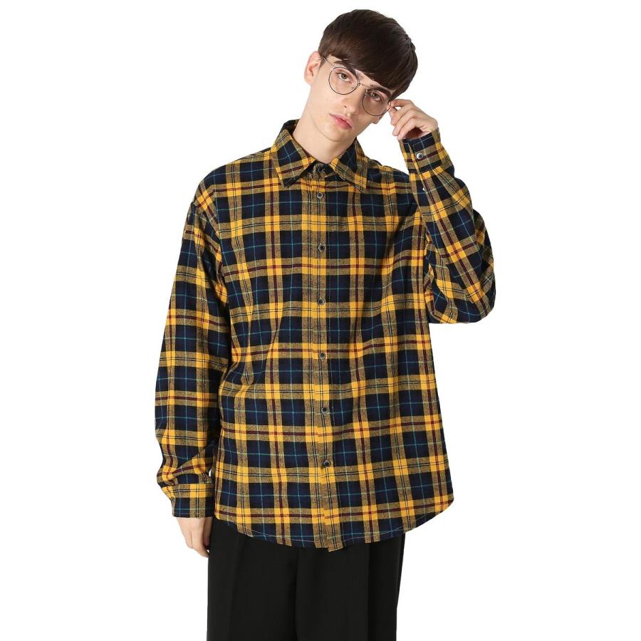 チェックシャツ 長袖 チェック柄 シャツ ネルシャツ トップス 赤 黄 メンズ 韓国ファッション 9 Improves インプローブス 通販 Yahoo ショッピング
