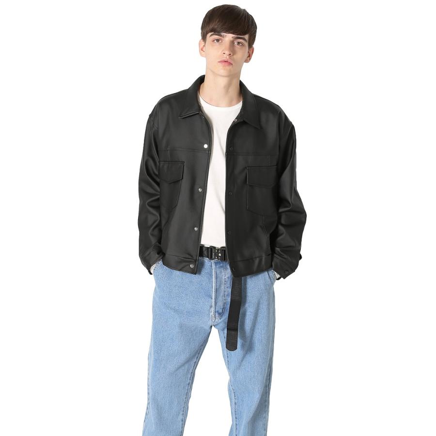 Gジャン レザー 革 皮 ジャケット ブルゾン 黒 メンズファッション メンズ 韓国ファッション | improves | 02