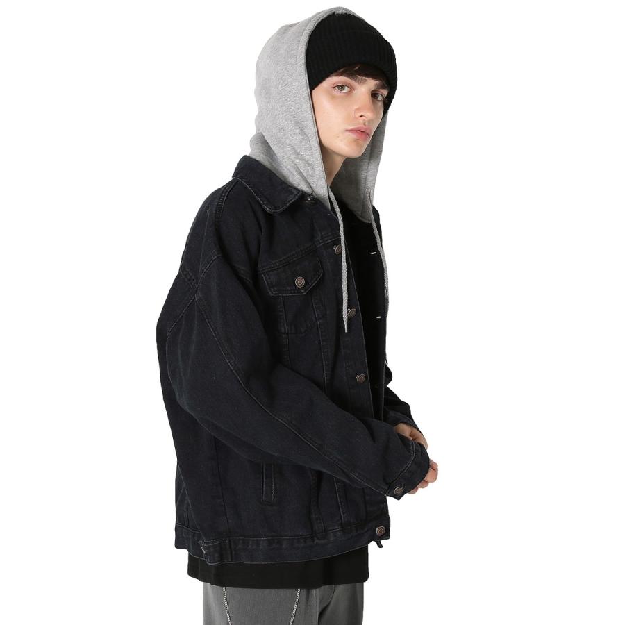 Gジャン デニムジャケット フード パーカー ロング丈 ビッグサイズ メンズ 韓国ファッション | improves | 03