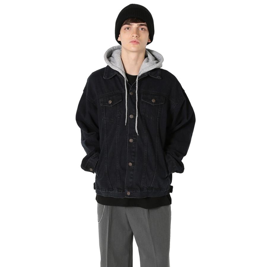 Gジャン デニムジャケット フード パーカー ロング丈 ビッグサイズ メンズ 韓国ファッション | improves | 04