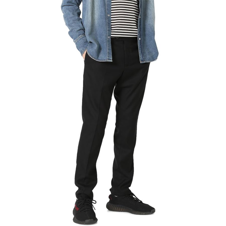 スラックス パンツ センタープレス ボトムス 黒 メンズファッション メンズ 韓国ファッション | improves | 01