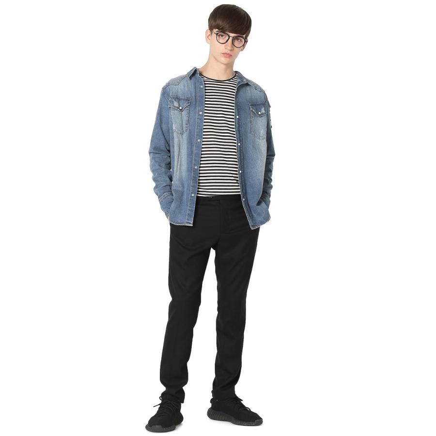 スラックス パンツ センタープレス ボトムス 黒 メンズファッション メンズ 韓国ファッション | improves | 10