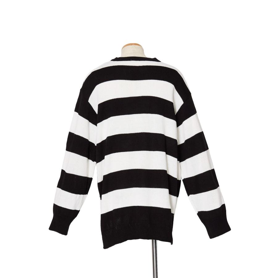 ニット ボーダー セーター  ロング丈 ビッグサイズ メンズファッション メンズ 韓国ファッション | improves | 10