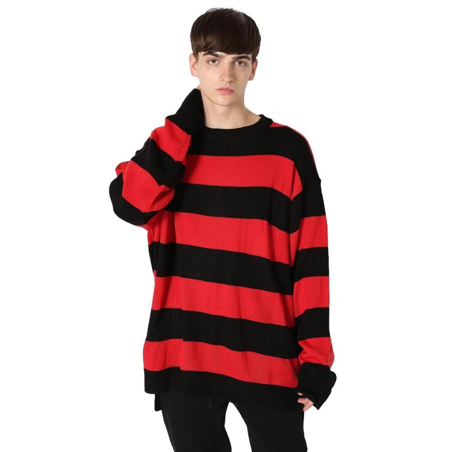 ニット ボーダー セーター  ロング丈 ビッグサイズ メンズファッション メンズ 韓国ファッション | improves | 03