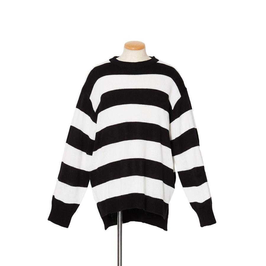 ニット ボーダー セーター  ロング丈 ビッグサイズ メンズファッション メンズ 韓国ファッション | improves | 08
