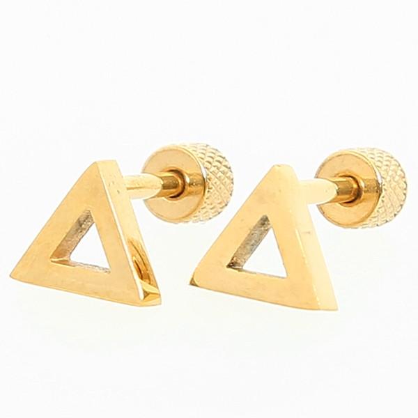 ピアス メンズ トライアングル 三角 両耳 ゴールド サージカルステンレス スチール 小振り 小さい アクセサリー | improves