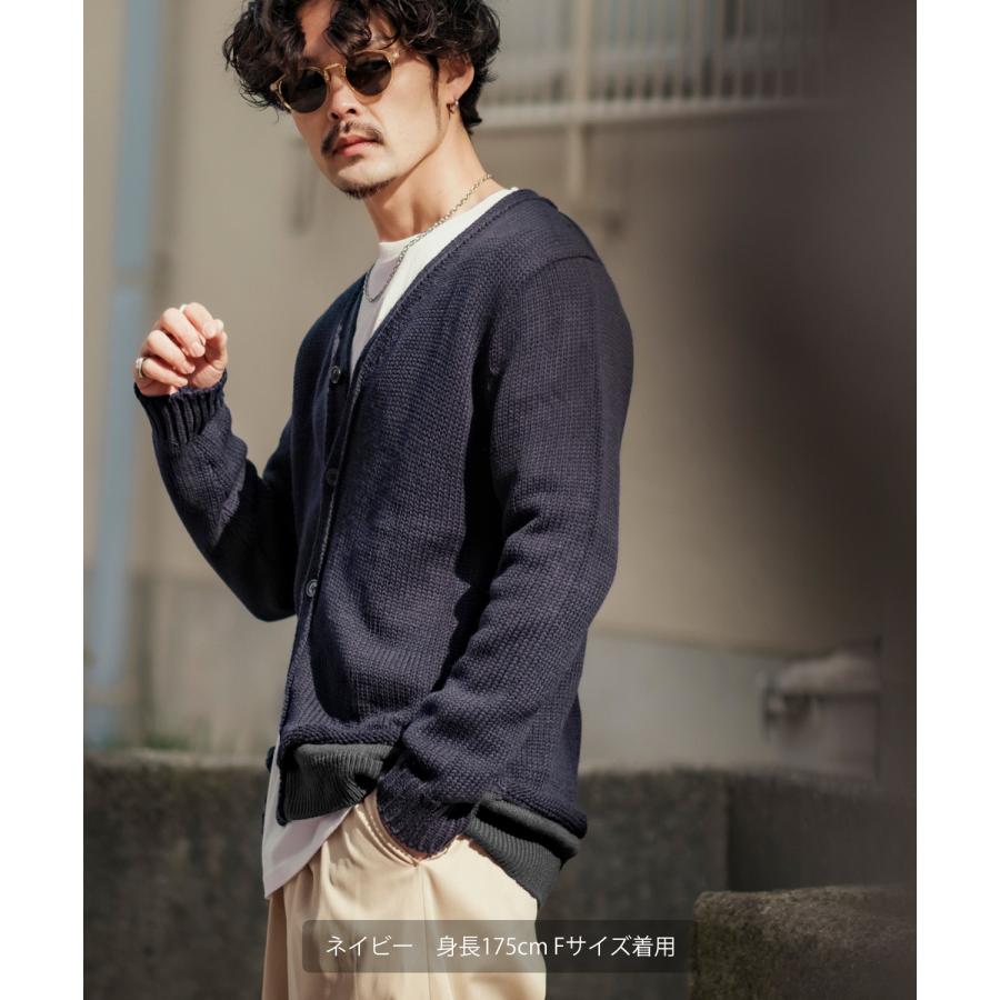 カーディガン メンズ 裾切り替え Vネック ニット オーバーサイズ ゆったり シンプル ベーシック ユニセックス 古着MIX カジュアル ストリート 韓国 | improves | 13