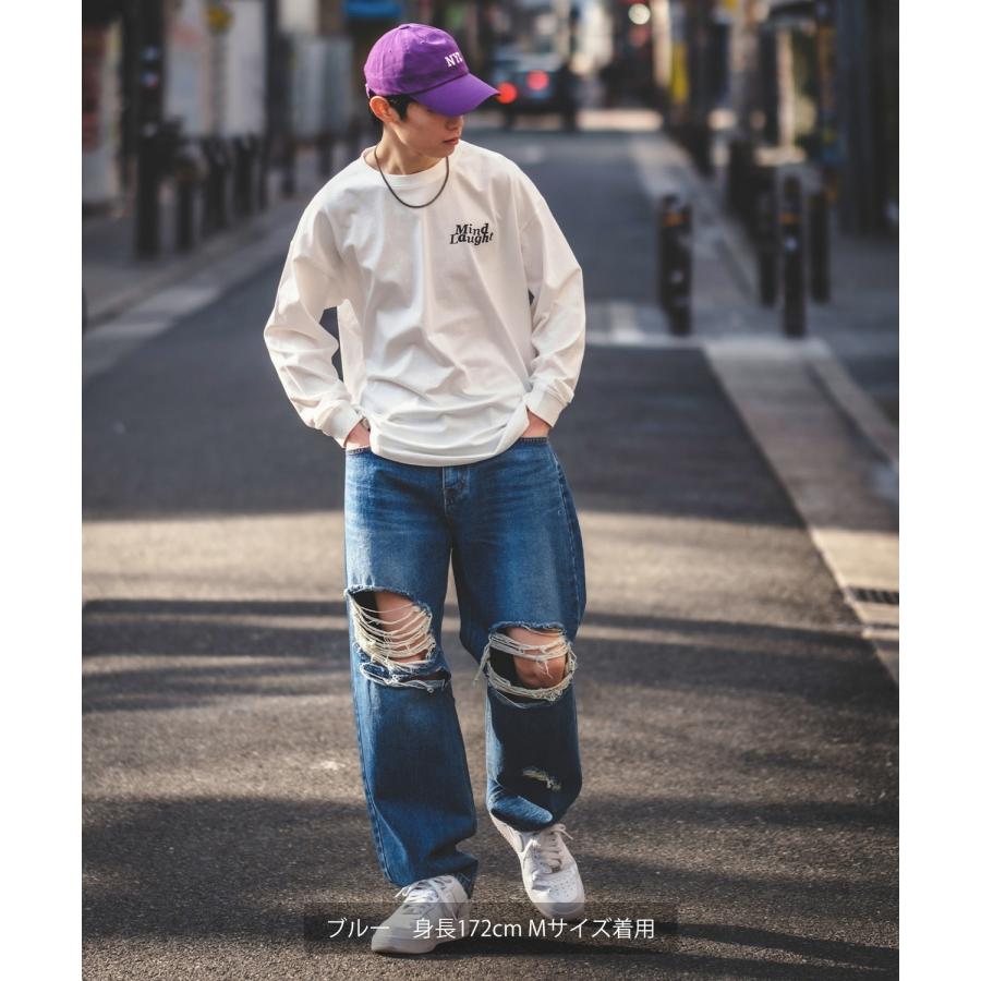 goa ゴア ダメージ加工ヴィンテージデニムM 新品 improves デニムパンツ メンズ ダメージ クラッシュ加工 ワイド