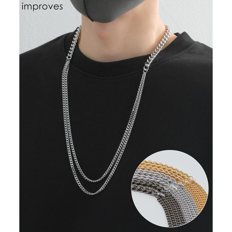 ネックレス メンズ 2連 ターラントチェーン 小物 アクセサリー セレクト アメカジ カジュアル 古着MIX スケーター ストリート 韓国ファッション | improves