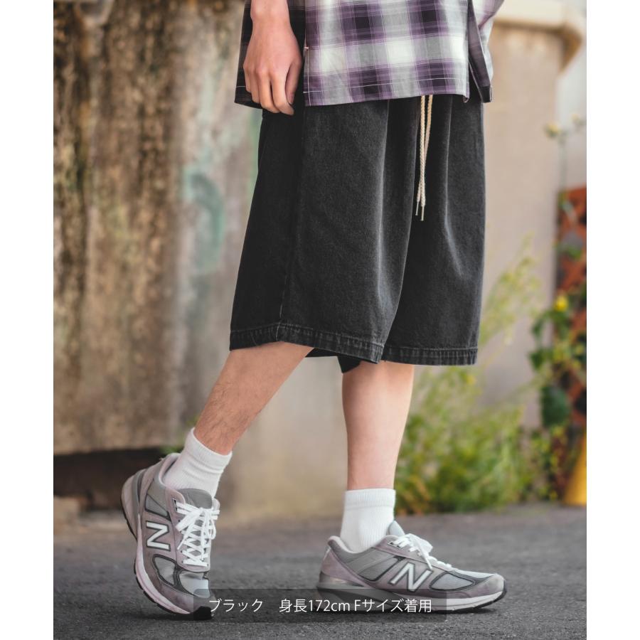 ハーフパンツ メンズ ショートパンツ 半パン 半ズボン デニムパンツ イージーパンツ ジーンズ ワイド アメカジ 古着MIX スケーター ストリート 韓国 | improves | 13