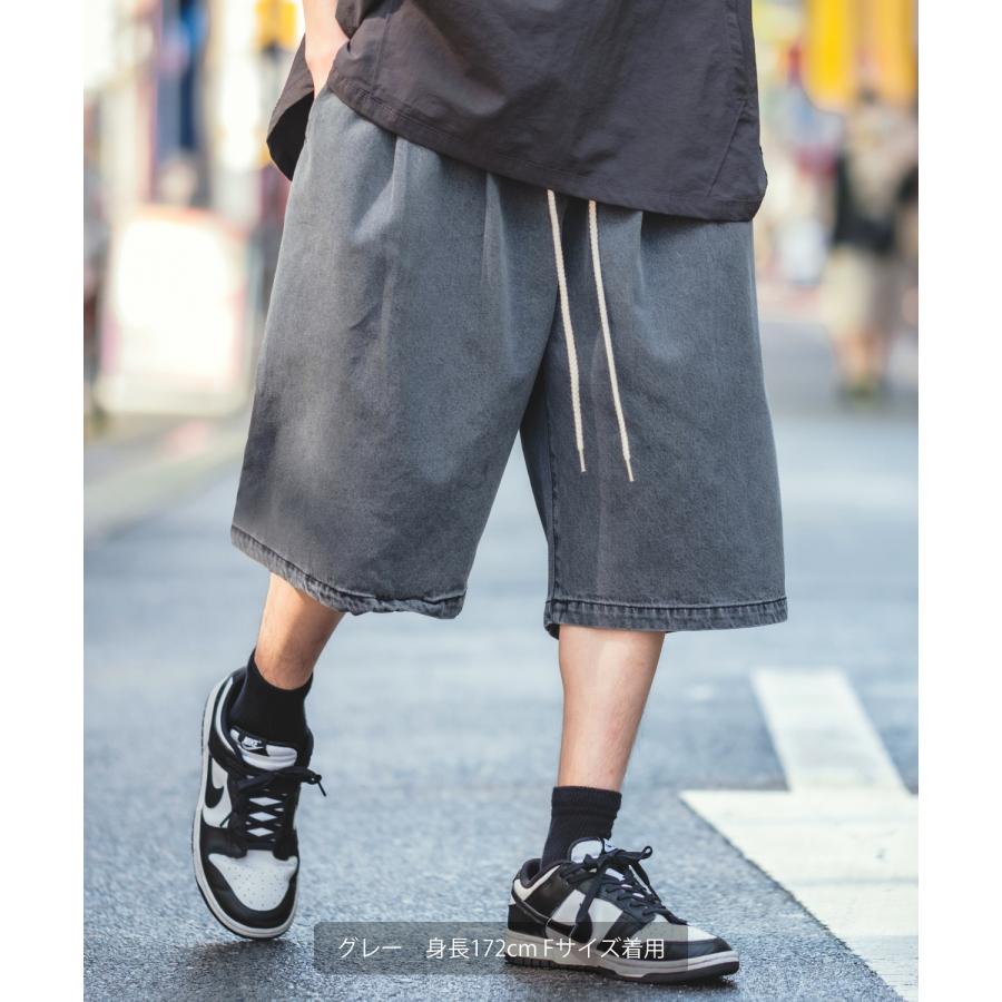 ハーフパンツ メンズ ショートパンツ 半パン 半ズボン デニムパンツ イージーパンツ ジーンズ ワイド アメカジ 古着MIX スケーター ストリート 韓国 | improves | 15