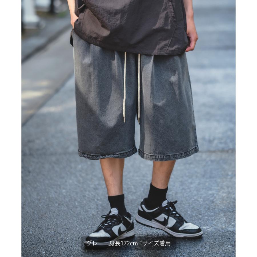 ハーフパンツ メンズ ショートパンツ 半パン 半ズボン デニムパンツ イージーパンツ ジーンズ ワイド アメカジ 古着MIX スケーター ストリート 韓国 | improves | 16