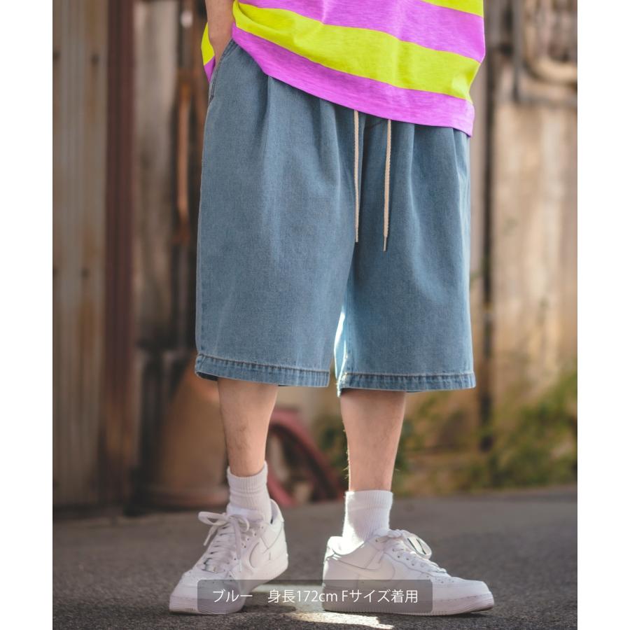 ハーフパンツ メンズ ショートパンツ 半パン 半ズボン デニムパンツ イージーパンツ ジーンズ ワイド アメカジ 古着MIX スケーター ストリート 韓国 | improves | 04