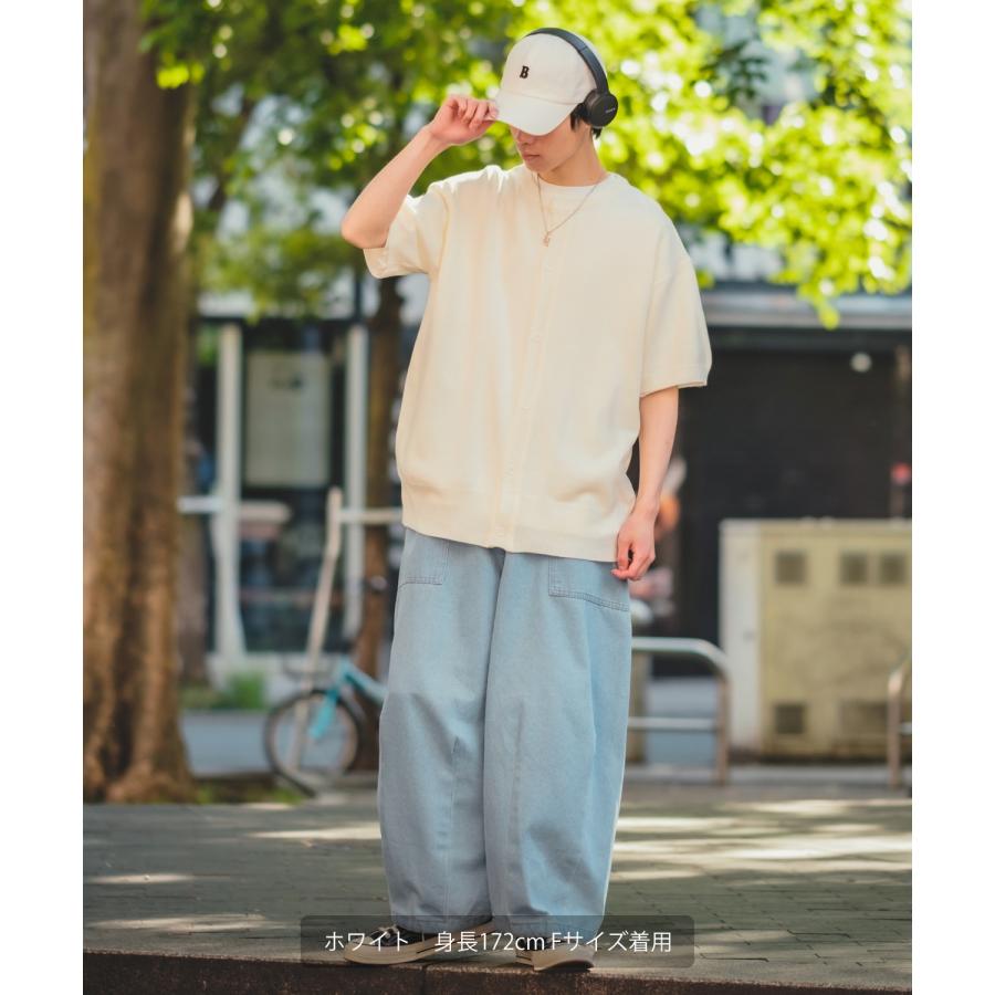 カーディガン メンズ 半袖 サマーニット トップス 羽織 ゆったり 大きいサイズ オーバーサイズ アメカジ カジュアル スケーター ストリート 韓国 | improves | 20