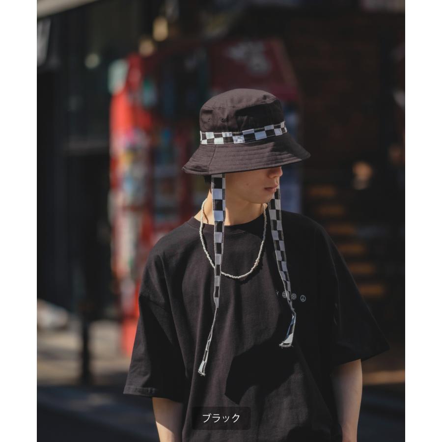 ハット メンズ フラッグ レース あご紐 バケットハット 帽子 フリーサイズ コットン セレクト アメカジ カジュアル 古着MIX スケーター ストリート 韓国 | improves | 03