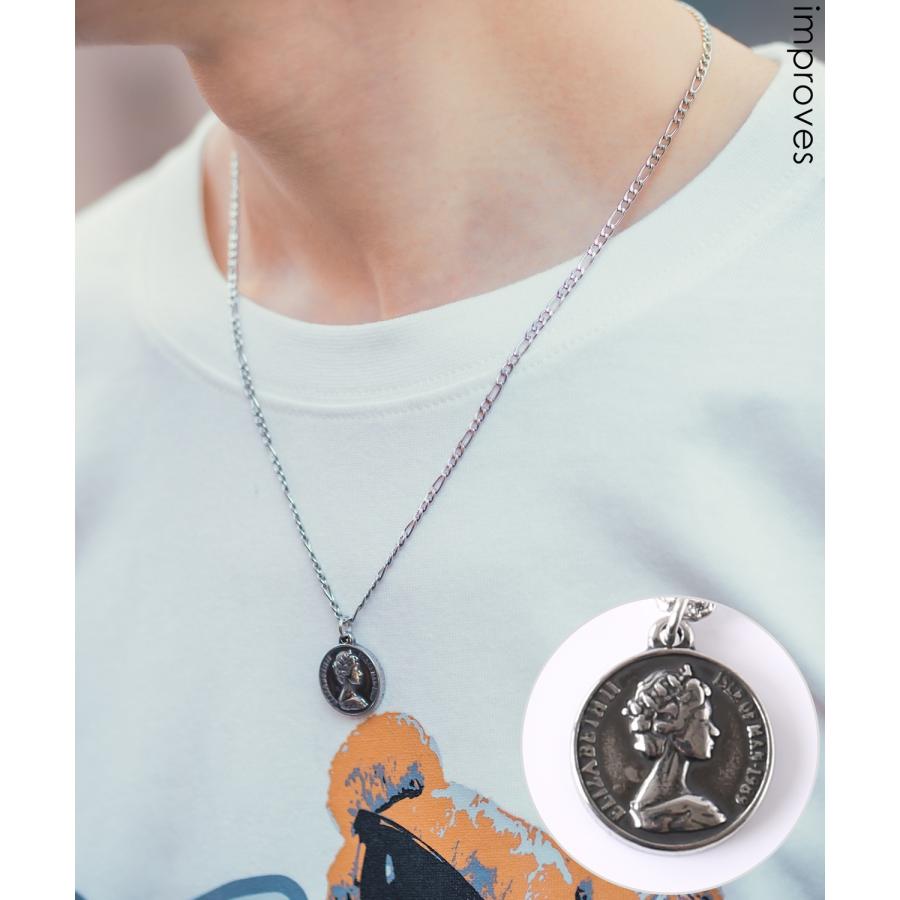 ネックレス メンズ チェーン 小物 首飾り アクセサリー コインモチーフ チャーム トップ ユニセックス セレクト アメカジ 古着MIX スケーター ストリート 韓国 | improves