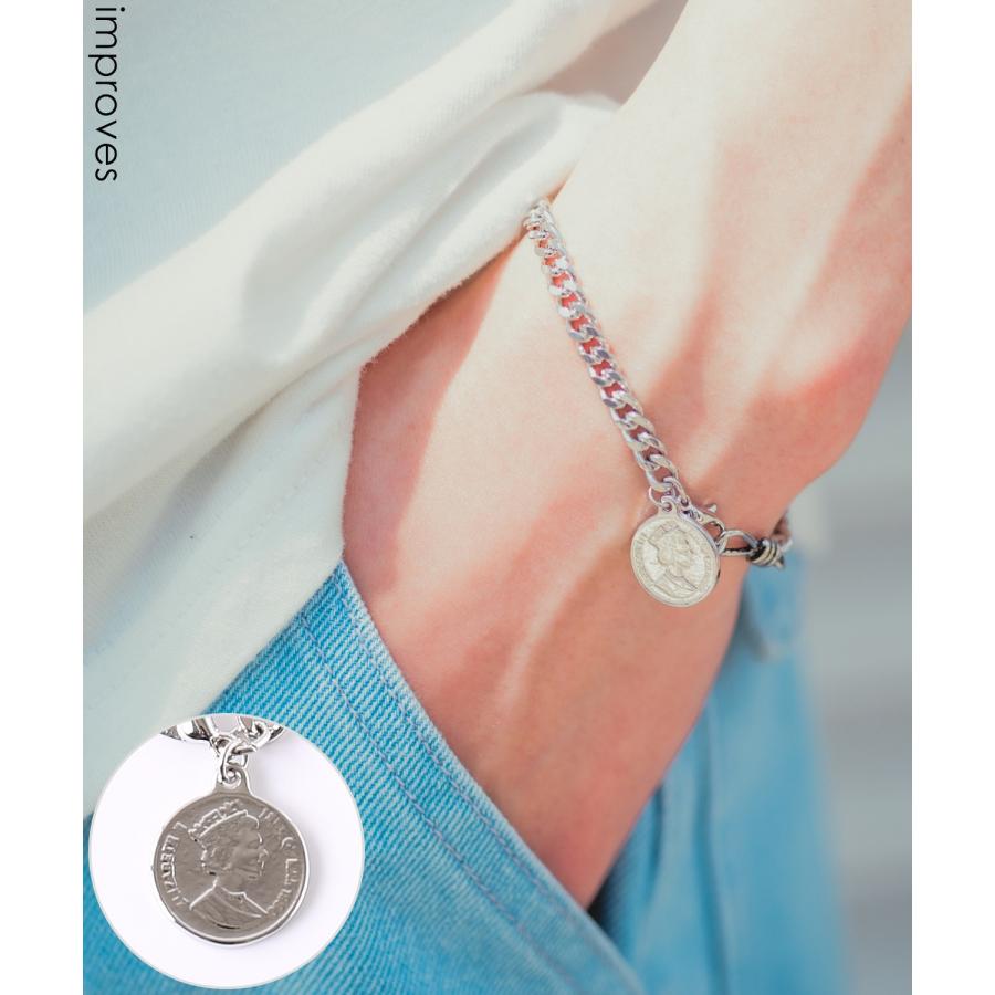 ブレスレット メンズ チェーン 小物 アクセサリー コイン 硬貨 チャーム トップ ユニセックス セレクト カジュアル 古着MIX スケーター ストリート 韓国 | improves