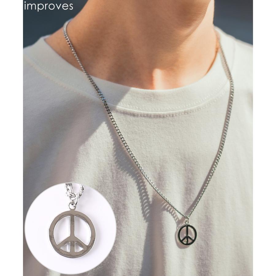 ネックレス メンズ チェーン 小物 アクセサリー ピースマーク チャーム トップ ユニセックス セレクト アメカジ カジュアル 古着MIX スケーター ストリート 韓国 | improves