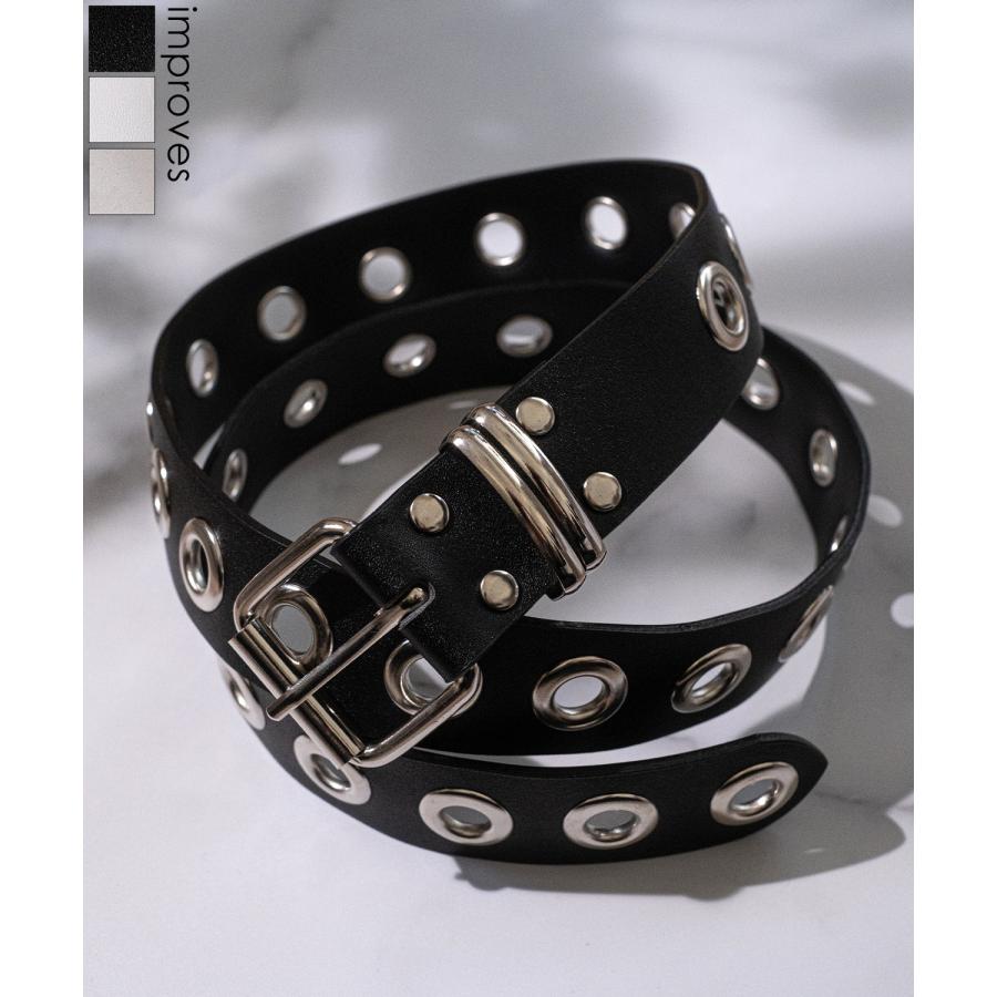 ベルト メンズ レディース ハトメ シンセティックレザー アメカジ カジュアル スケーター ストリート 韓国ファッション きれいめ セレクト | improves