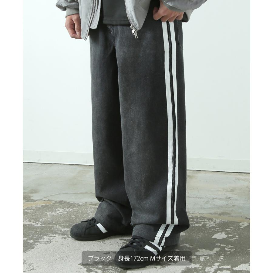 improves デニムパンツ メンズ 二本ライン ワイドパンツ
