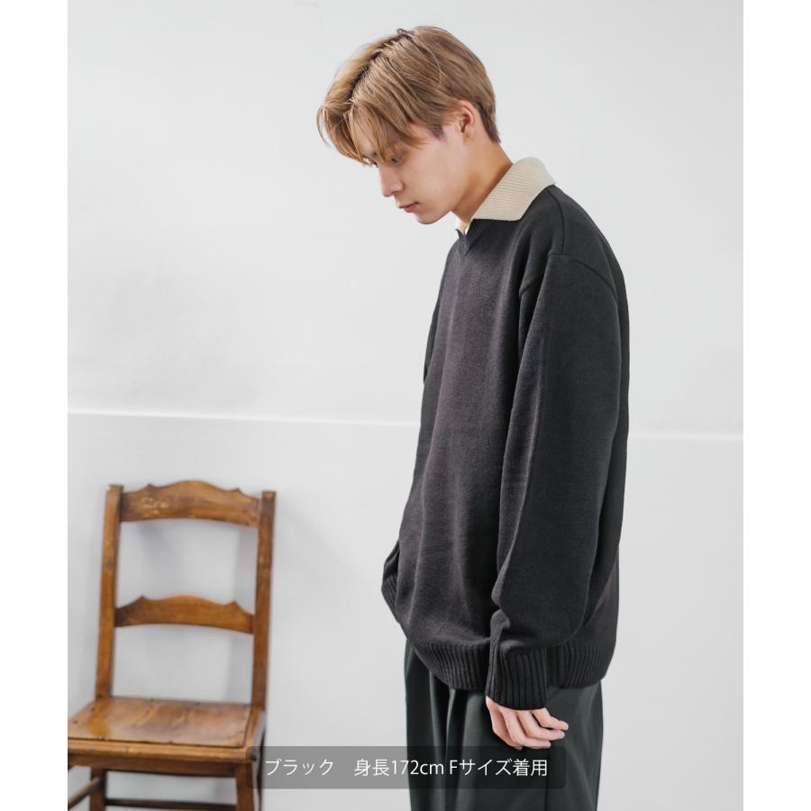 improves セーター メンズ 襟付きニット レイヤード オーバー