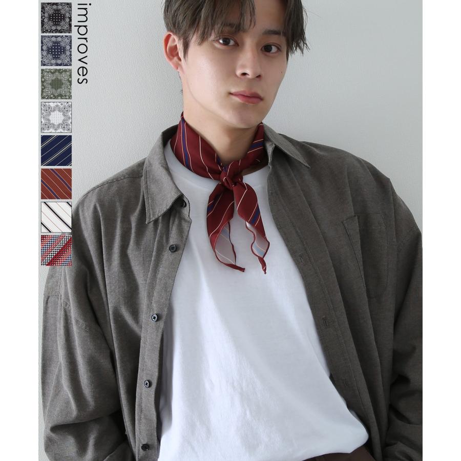 スカーフ メンズ レディース 三角スカーフ チョーカースカーフ 総柄 ペイズリー ストライプ 大人 韓国ファッション きれいめ セレクト | improves