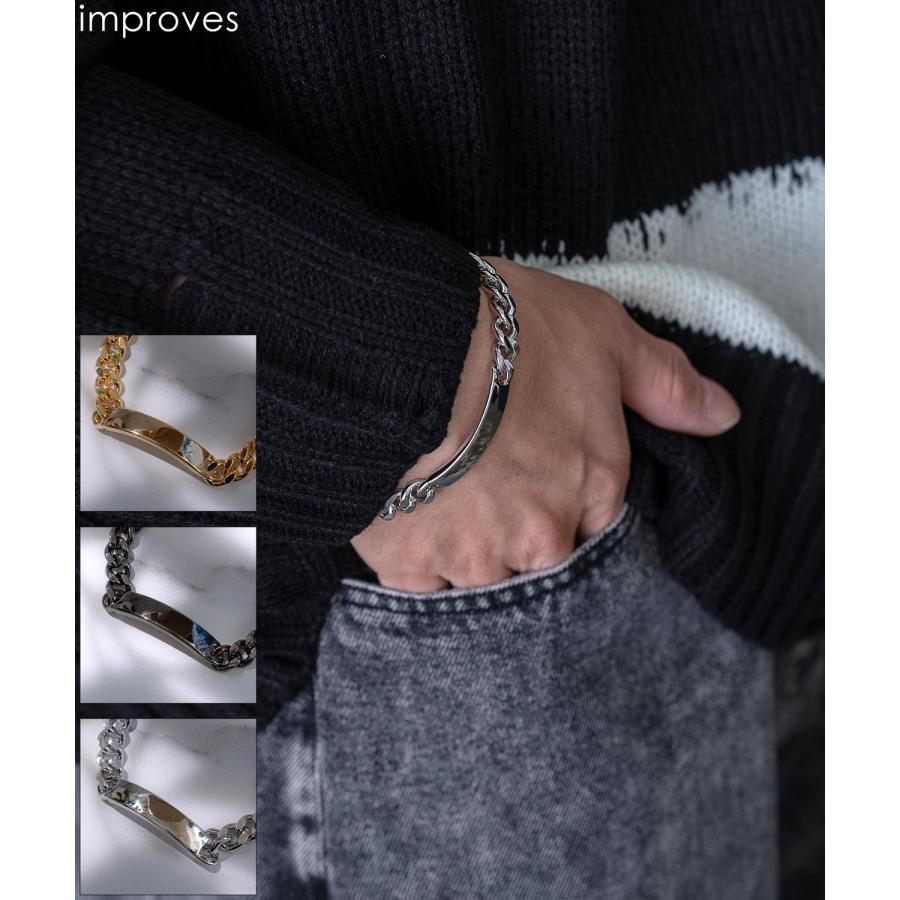 ブレスレット メンズ レディース プレート ターラントチェーン アメカジ カジュアル スケーター ストリート 韓国ファッション ロック モード シルバー ゴールド | improves