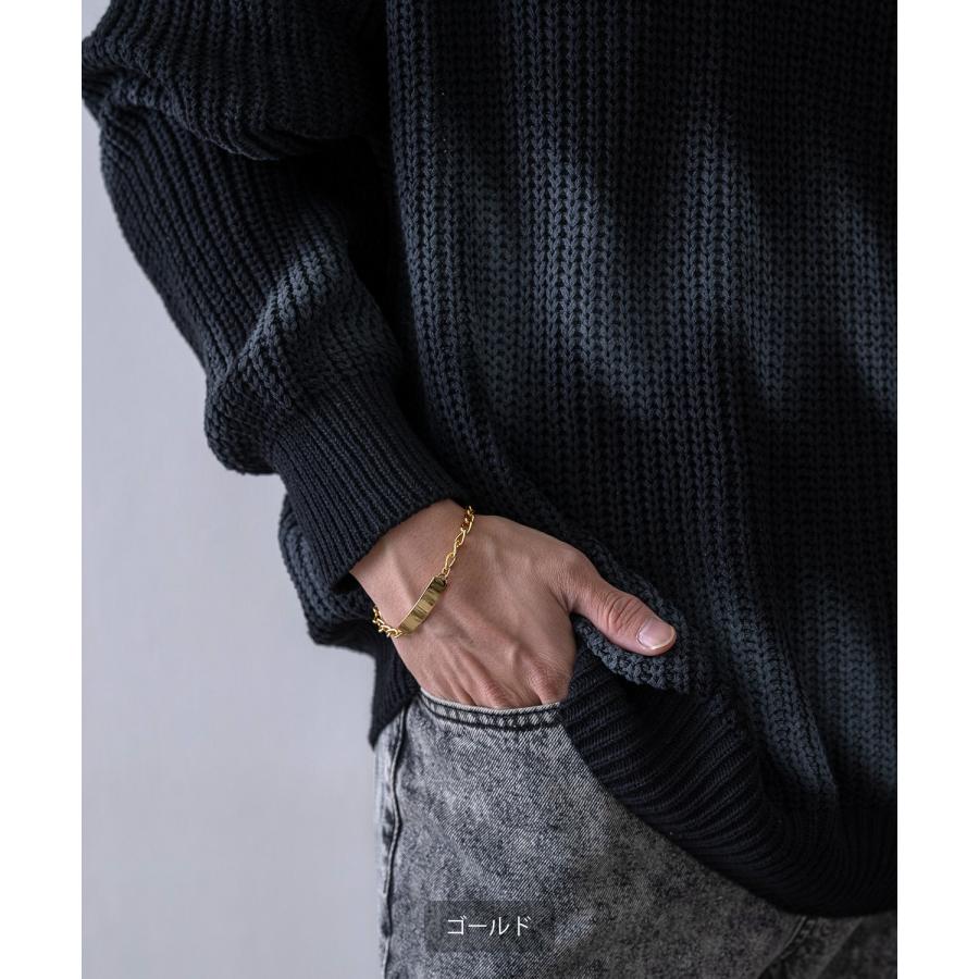 ブレスレット メンズ レディース プレート チェーン アメカジ カジュアル スケーター ストリート 韓国ファッション ロック モード シルバー ゴールド | improves | 07