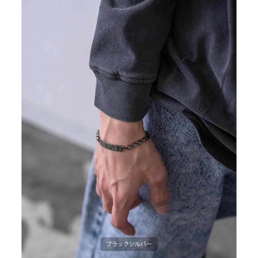 ブレスレット メンズ レディース プレート チェーン アメカジ カジュアル スケーター ストリート 韓国ファッション ロック モード シルバー ゴールド | improves | 10