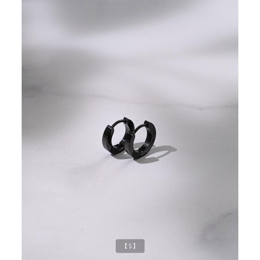 ピアス メンズ レディース リングピアス アクセサリー アメカジ カジュアル スケーター ストリート 韓国ファッション きれいめ ブラック | improves | 02